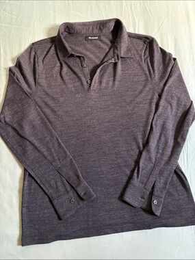 NAADAM Men’s Long-Sleeve Polo in Heather Brown